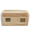 Tradineur - Caja de madera natural con forma de baúl, cierre metálico, tapa redondeada, almacenaje joyas, manualidades, decoración, 6 x 10,8 x 7,6 cm