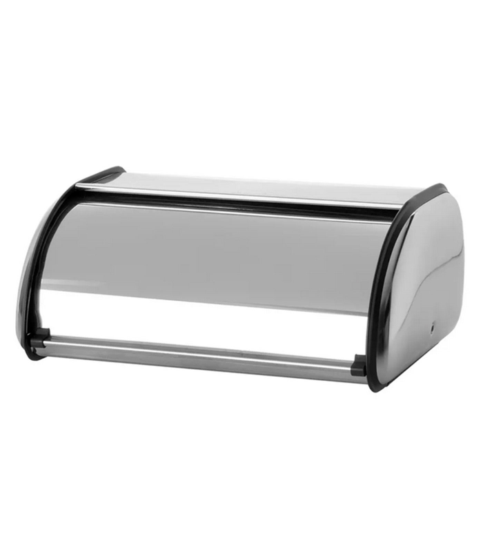 Panera de acero inoxidable sobremesa con tapa corredera 35 x 24 x 15 cm, contenedor para pan metálico, recipiente con tapa deslizante para almacenar pan, encimera, cocina