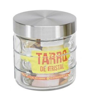 Tradineur - Tarro de vidrio con tapa metálica, frasco, recipiente resistente para guardar café, pasta, galletas, legumbres, 850 ml, 12 x 11 cm