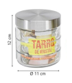 Tradineur - Tarro de vidrio con tapa metálica, frasco, recipiente resistente para guardar café, pasta, galletas, legumbres, 850 ml, 12 x 11 cm