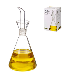 Tradineur - Aceitera de cristal con sistema antigoteo, elaboración artesanal, cristal fino y elegante, dispensador de aliño rellenable, aceite, vinagre - 22 x 13,5 cm - 1000 ml