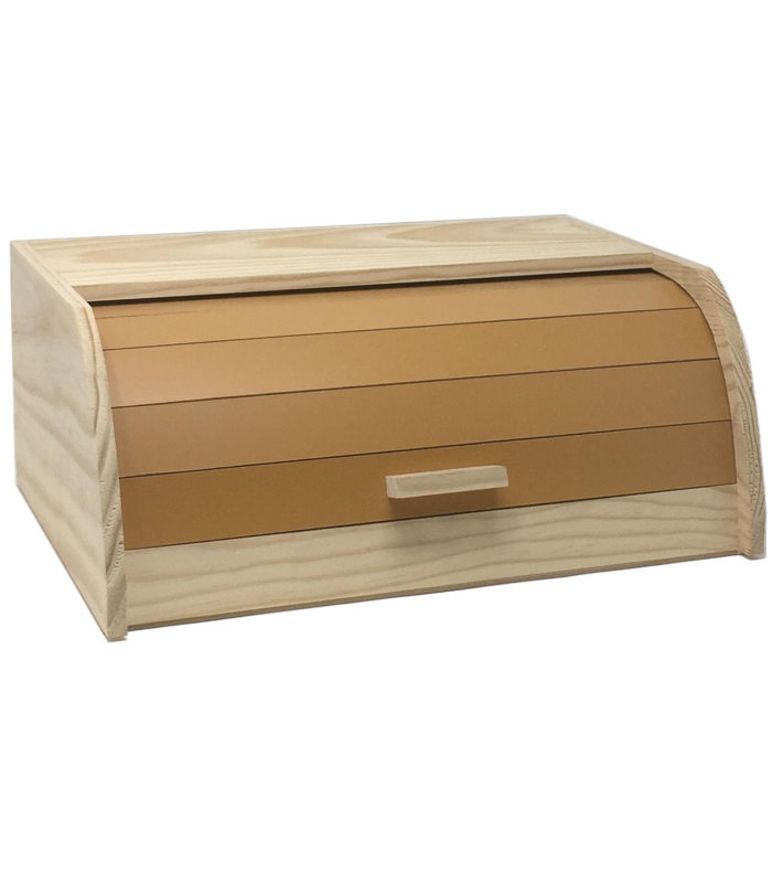 Panera de madera con tapa persiana 15 x 34.7 x 25.3 cm. Contenedor para pan de madera natural, recipiente con tapa deslizante para almacenar pan