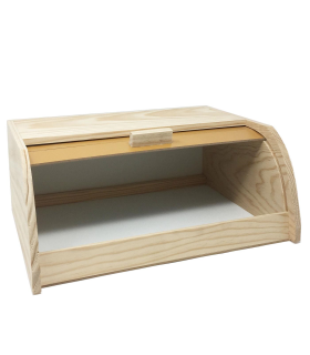 Panera de madera con tapa persiana 15 x 34.7 x 25.3 cm. Contenedor para pan de madera natural, recipiente con tapa deslizante para almacenar pan