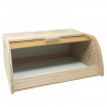 Tradineur - Panera de madera con tapa persiana 15 x 34.7 x 25.3 cm. Contenedor para pan de madera natural, recipiente con tapa d