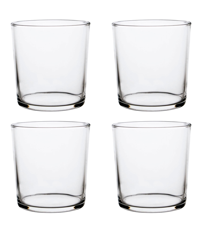 Tradineur - Set de 4 vasos de cristal de 36 cl, P4, pack, juego de vasos para agua, bebidas, cerveza, licores, 8,9 x 8,5 cm, ligeros, aptos para lavavajillas