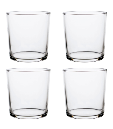 Tradineur - Set de 4 vasos de cristal de 36 cl, P4, pack, juego de vasos para agua, bebidas, cerveza, licores, 8,9 x 8,5 cm, ligeros, aptos para lavavajillas