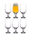 Tradineur - Set de 6 copas de cerveza, cristal, modelo Belek, diseño sofisticado y elegante, aptas para lavavajillas, bar, restaurante, hogar (375 ml - 16,4 x 6,6 cm)