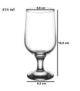 Tradineur - Set de 6 copas de cerveza, cristal, modelo Belek, diseño sofisticado y elegante, aptas para lavavajillas, bar, restaurante, hogar (375 ml - 16,4 x 6,6 cm)