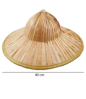 Sombrero chino de paja vietnamita para jóvenes y adultos, complemento para carnaval, halloween, fiestas, celebraciones. 20 x 40 x 40 cm