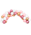 Tradineur - Arco de 40 globos de 30 cm, 100% látex natural, decoración de cumpleaños, bodas, comuniones, fiestas, Navidad, diseñado en España (Rosa, dorado y blanco - 2,5 metros)