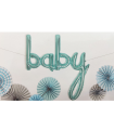 Tradineur - Guirnalda de globo metalizada Baby, incluye inflador y cinta de 3 m, decoración de cumpleaños, bautizos, Baby Shower, fiestas, diseñada en España (Azul - 107 cm - 1 ud)