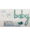 Tradineur - Guirnalda de globo metalizada Baby, incluye inflador y cinta de 3 m, decoración de cumpleaños, bautizos, Baby Shower, fiestas, diseñada en España (Azul - 107 cm - 1 ud)