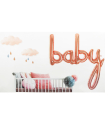 Tradineur - Guirnalda de globo Baby metalizada, incluye inflador y cinta de 3 m, decoración de cumpleaños, bautizos, Baby Shower, fiestas, diseñada en España (Rosa dorado- 107 cm - 1 ud)