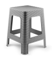 Tradineur - Taburete de plástico Rattan, asiento de 26,5 x 26,5 cm, imitación de mimbre, banqueta multiusos, cocina, salón, fabricado en España (Gris claro - 45 x 36 x 36 cm)