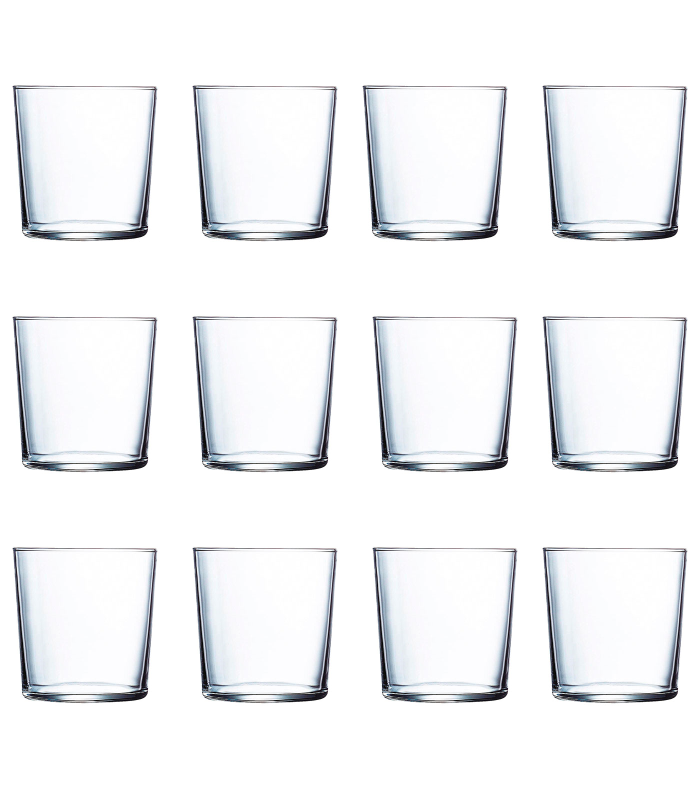 Tradineur - Set de 12 vasos de cristal modelo Ruta, vasos clásicos para agua, bebidas, resistentes, aptos para lavavajillas (36 cl, 9 x 8,5 cm)