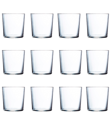 Tradineur - Set de 12 vasos de cristal modelo Ruta, vasos clásicos para agua, bebidas, resistentes, aptos para lavavajillas (36 cl, 9 x 8,5 cm)