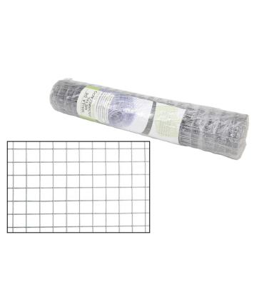 Tradineur - Rollo de malla metálica galvanizada cuadrada gris, 0,5 x 5 m, valla, cierre de alambre, mallado 25 x 25 mm, ideal para cercar jardines, gallineros, fincas, alta resistencia