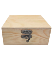 Caja de madera cuadrada con cierre metálico, cajita decorativa, manualidades, guardar objetos pequeños, joyas, regalo original, 12 x 12 x 5,3 cm, cierre aleatorio