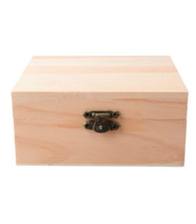 Caja de madera cuadrada con cierre metálico, cajita decorativa, manualidades, guardar objetos pequeños, joyas, regalo original, 12 x 12 x 5,3 cm, cierre aleatorio