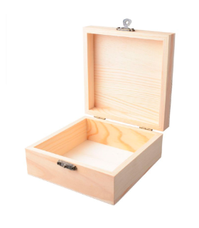 Caja de madera cuadrada con cierre metálico, cajita decorativa, manualidades, guardar objetos pequeños, joyas, regalo original, 12 x 12 x 5,3 cm, cierre aleatorio