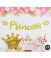 Tradineur - Guirnalda de princesa metalizada, cartón, decoración de cumpleaños, comuniones, fiestas, 100% reciclable, diseñada en España (Dorado - 2,15 metros)