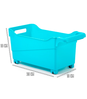 Tradineur - Carrito de plástico Multiusos con Ruedas Nº 4 - 18 x 18 x 38 cm - Cesta para Diversos usos con Ruedas para moverlo - Cesto para organización y Almacenamiento - Color Aleatorio