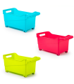 Tradineur - Carrito de plástico Multiusos con Ruedas Nº 4 - 18 x 18 x 38 cm - Cesta para Diversos usos con Ruedas para moverlo - Cesto para organización y Almacenamiento - Color Aleatorio