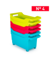 Tradineur - Carrito de plástico Multiusos con Ruedas Nº 4 - 18 x 18 x 38 cm - Cesta para Diversos usos con Ruedas para moverlo - Cesto para organización y Almacenamiento - Color Aleatorio