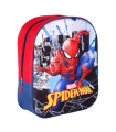 Tradineur - Mochila azul y roja para niños en 3D con diseño de Spiderman, ideal para la escuela. Medidas de 25 x 31 x 10 cm para colgar en la espalda. Bolsa Spiderman Licencia Marvel