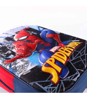 Tradineur - Mochila azul y roja para niños en 3D con diseño de Spiderman, ideal para la escuela. Medidas de 25 x 31 x 10 cm para colgar en la espalda. Bolsa Spiderman Licencia Marvel