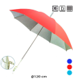 Sombrilla para playa de nylon, de color surtido, de 87 x 120 cm válida para acoplar a la silla o para mesa. Parasol de distintos colores con enganche para mesa o silla, Quitasol con enganche.