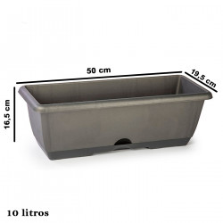 Tradineur - Jardinera de plástico con plato integrado modelo PLFT, polipropileno, tiesto, macetero, recipiente para plantas, jar