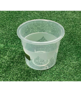 Tradineur - Maceta transparente redonda, plástico, tiesto, macetero, recipiente para plantas, flores, balcón, terraza, hogar, interior o exterior - 28,5 x 22,4 cm