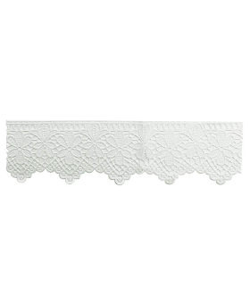 Cenefa decorativa de vinilo 35 x 150 cm, imitación de puntilla o ganchillo con bordados blancos, cubre estante con diseño floral para decoración del hogar (1 ud)