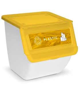 Contenedor con ruedas apilable, plástico, organizador de basura, caja de almacenamiento de residuos, reciclaje (Plástico, 36 litros, 36 x 38,5 x 38 cm)