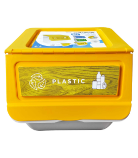 Contenedor con ruedas apilable, plástico, organizador de basura, caja de almacenamiento de residuos, reciclaje (Plástico, 36 litros, 36 x 38,5 x 38 cm)