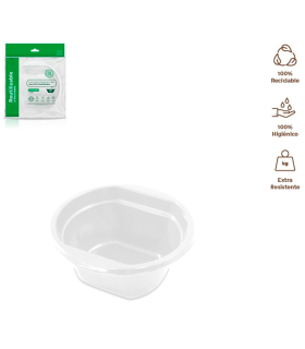 Tradineur - Pack de 6 boles redondos reutilizables de plástico, cuencos 100% reciclables, extra resistentes, higiénicos, apilables, aptos para lavavajillas (Blanco, 500 ml)