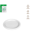 Tradineur - Pack de 10 platos llanos redondos reutilizables de plástico, 100% reciclables, extra resistentes, higiénicos, apilables, aptos para lavavajillas (Blanco, Ø 22 cm)