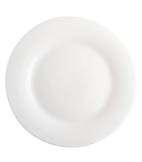 Tradineur - Plato llano redondo "Elba" de vidrio opal, extra resistente, vajilla de cocina, apto para lavavajillas y microondas (Blanco, Ø 25 cm)