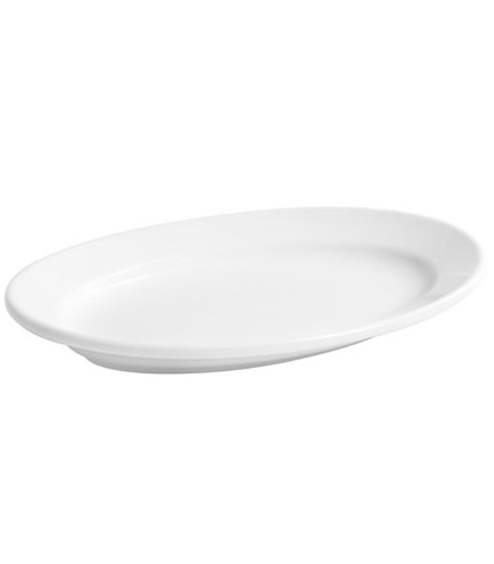 Tradineur - Fuente ovalada "Elba" de vidrio opal, bandeja para servir, extra resistente, vajilla de cocina, apta para lavavajillas y microondas (Blanco, 30 x 22,6 cm)