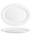 Tradineur - Fuente ovalada "Elba" de vidrio opal, bandeja para servir, extra resistente, vajilla de cocina, apta para lavavajillas y microondas (Blanco, 30 x 22,6 cm)