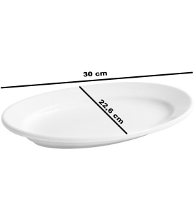 Tradineur - Fuente ovalada "Elba" de vidrio opal, bandeja para servir, extra resistente, vajilla de cocina, apta para lavavajillas y microondas (Blanco, 30 x 22,6 cm)