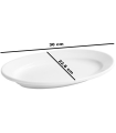 Tradineur - Fuente ovalada "Elba" de vidrio opal, bandeja para servir, extra resistente, vajilla de cocina, apta para lavavajillas y microondas (Blanco, 30 x 22,6 cm)