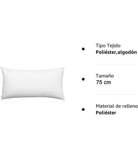 Tradineur - Almohada indeformable Antialérgica - Fabricada en Fibra hueca Poliéster - Forma rectangular - 75 cm