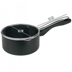 Tradineur - Cazo de inducción antiadherente con Cestillo Freidor - Fabricado en Aluminio - Incluye mango de silicona - Apto para