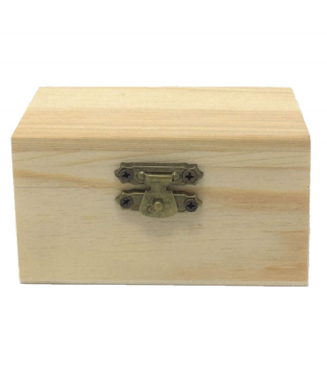 Tradineur - Caja rectangular de madera natural sin tratar con cierre metálico, cajita de almacenaje para joyas, manualidades, 5 x 9 x 5,5 cm, modelo aleatorio