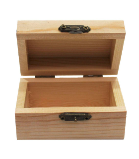 Tradineur - Caja rectangular de madera natural sin tratar con cierre metálico, cajita de almacenaje para joyas, manualidades, 5 x 9 x 5,5 cm, modelo aleatorio