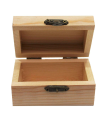 Tradineur - Caja rectangular de madera natural sin tratar con cierre metálico, cajita de almacenaje para joyas, manualidades, 5 x 9 x 5,5 cm, modelo aleatorio