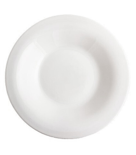 Tradineur - Plato hondo redondo Elba de vidrio opal, extra resistente, vajilla de cocina, apto para lavavajillas y microondas (Blanco, Ø 24 cm)