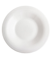 Tradineur - Plato hondo redondo Elba de vidrio opal, extra resistente, vajilla de cocina, apto para lavavajillas y microondas (Blanco, Ø 24 cm)